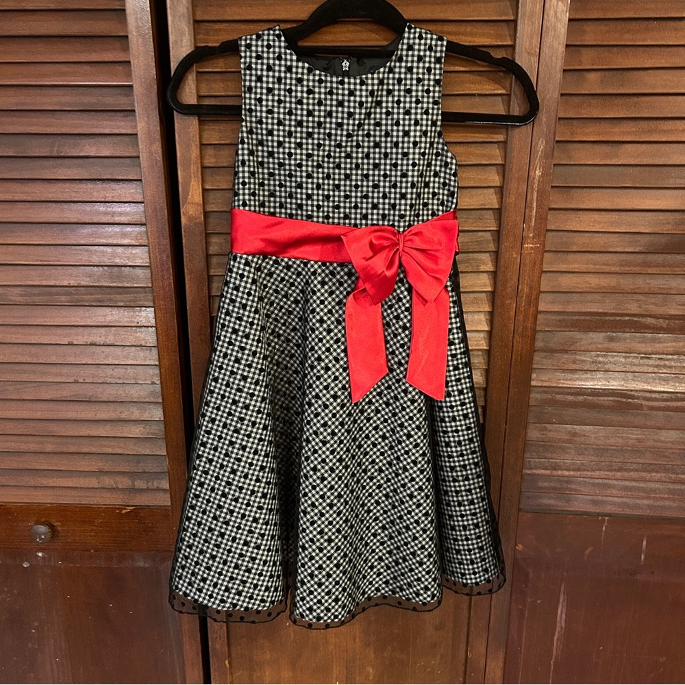 Samantha Says Black Gingham Dress with Red Bow